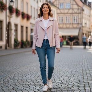 Halogen Light Pink Asymmetrical Zip Moto Jacket‎ NWT.